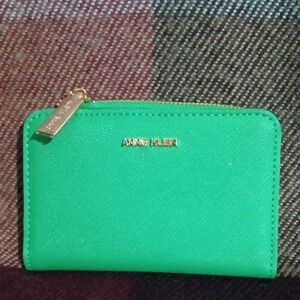 Anne Klein Vibrant Green Wallet with Gold Accents